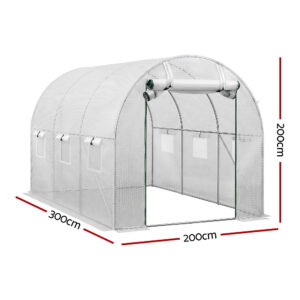 Green Fingers Greenhouse 3X2X2M Walk In Green House White - Image 3