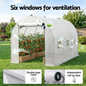 Green Fingers Greenhouse 3X2X2M Walk In Green House White - Image 9