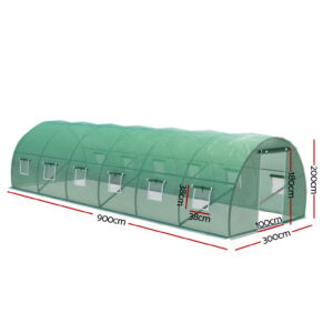 Green Fingers Greenhouse 9X3X2M Walk In Green House Tunnel Plant Garden Shed Dome - Image 2