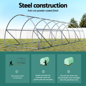 Green Fingers Greenhouse 9X3X2M Walk In Green House Tunnel Plant Garden Shed Dome - Image 5