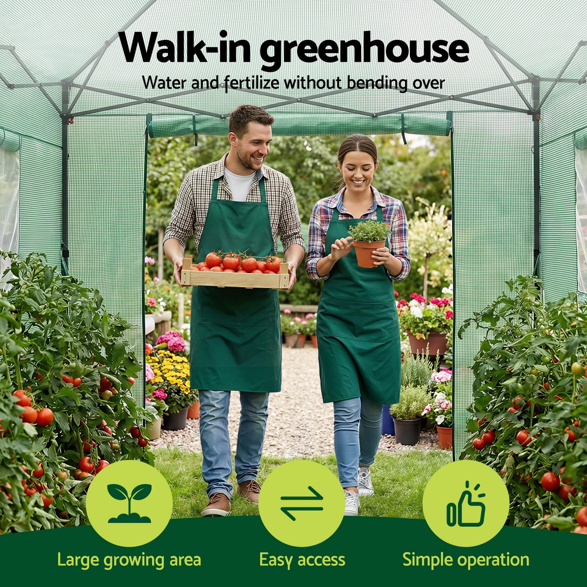 Green Fingers Greenhouse 180X240X240Cm Steel Frame Pe Cover Outdoor Shelter – Nice N Cheap Variety Store Green Fingers Greenhouse 180X240X240Cm Steel Frame Pe Cover Outdoor Shelter - Image 4