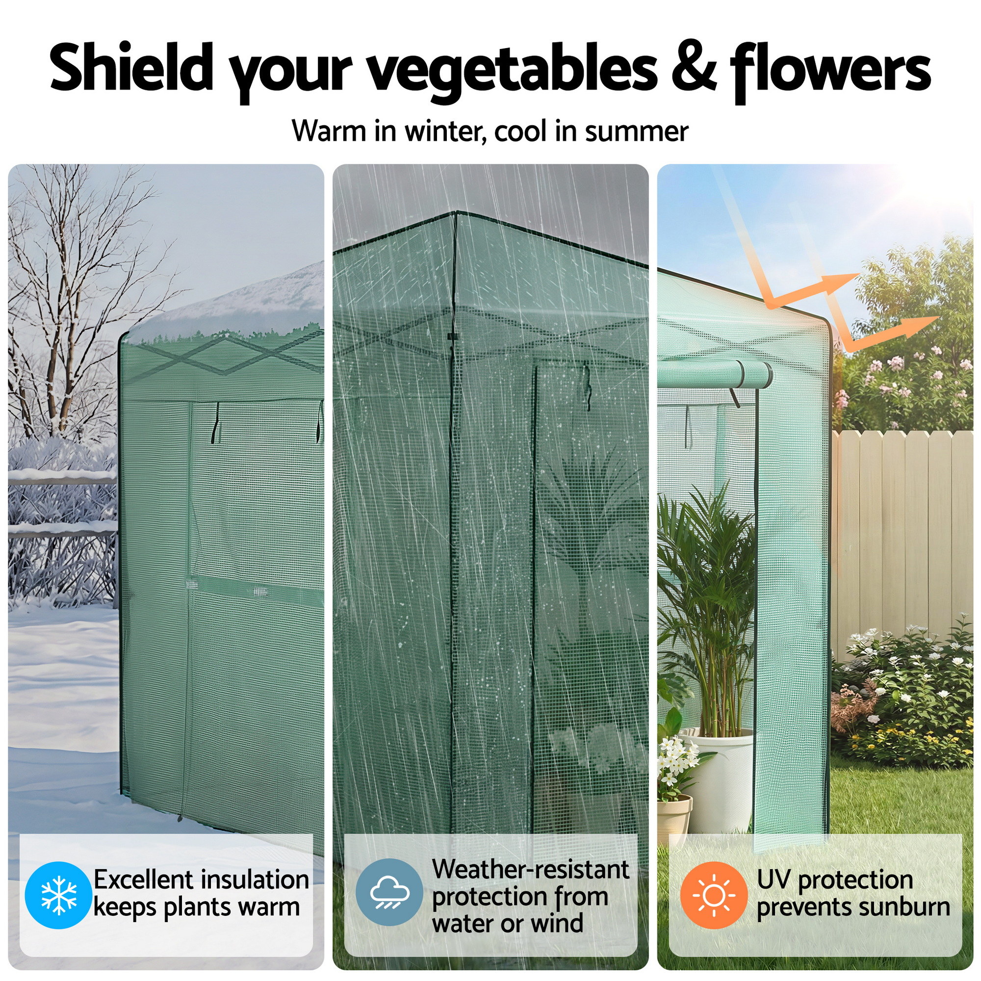 Green Fingers Greenhouse 180X240X240Cm Steel Frame Pe Cover Outdoor Shelter – Nice N Cheap Variety Store Green Fingers Greenhouse 180X240X240Cm Steel Frame Pe Cover Outdoor Shelter - Image 5