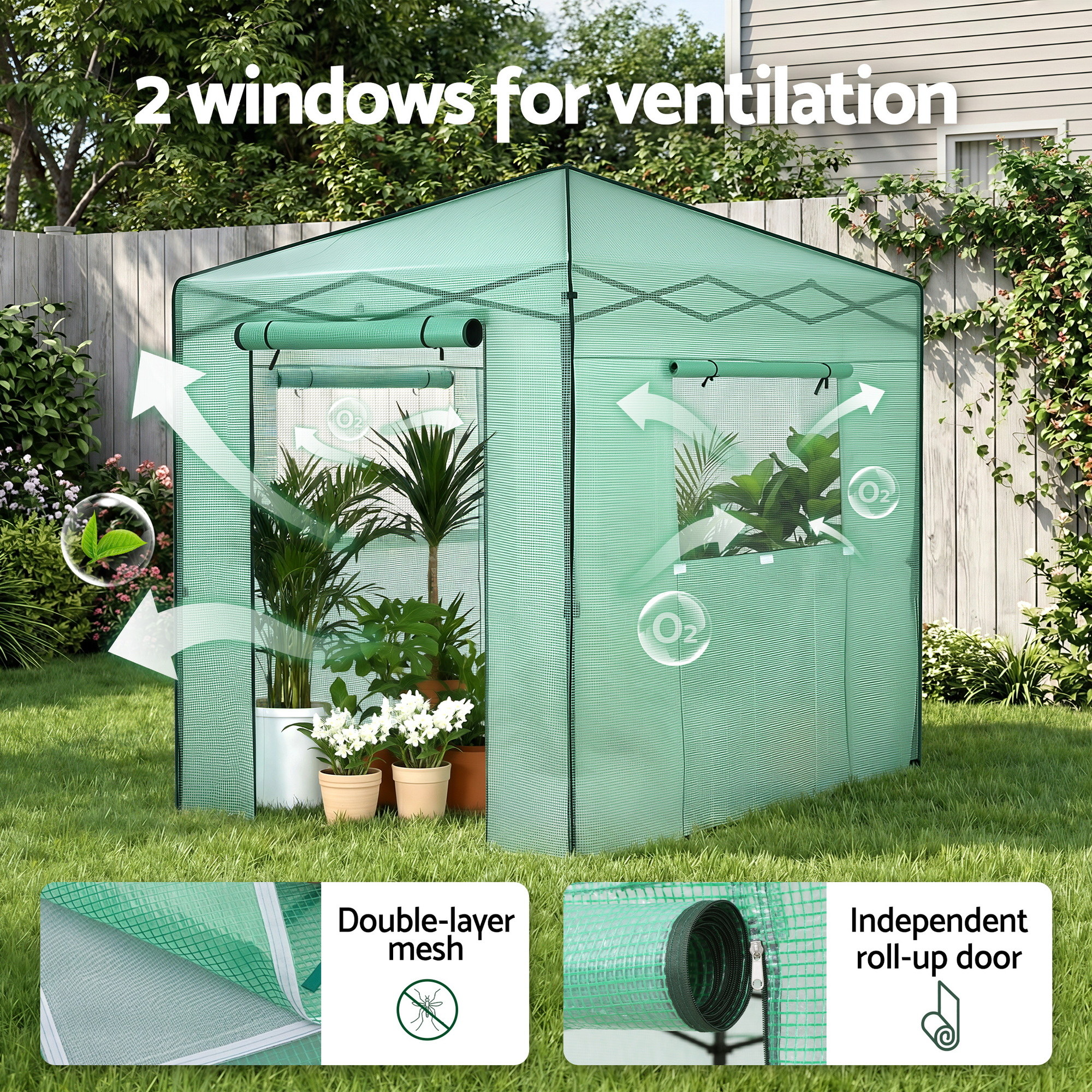 Green Fingers Greenhouse 180X240X240Cm Steel Frame Pe Cover Outdoor Shelter – Nice N Cheap Variety Store Green Fingers Greenhouse 180X240X240Cm Steel Frame Pe Cover Outdoor Shelter - Image 9