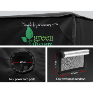 Green Fingers Grow Tent 240X120X200Cm Hydroponics Kit Indoor Plant Room Black - Image 3