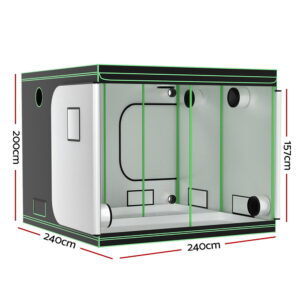 Green Fingers Grow Tent Kits 240X240X200Cm Hydroponics Indoor Grow System Black - Image 2