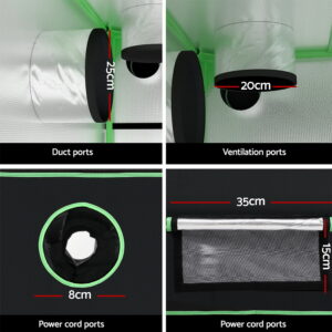 Green Fingers Grow Tent Kits 240X240X200Cm Hydroponics Indoor Grow System Black - Image 6