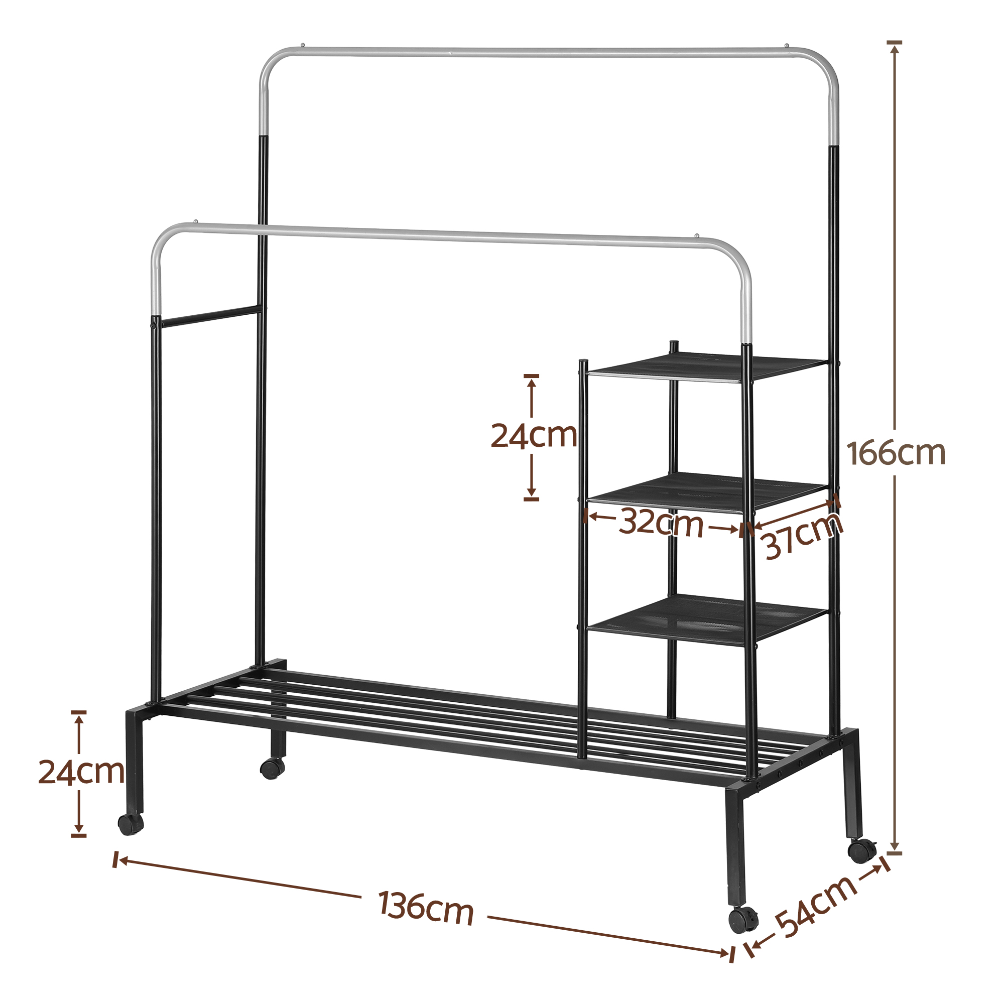Artiss Double Rod Clothes Rack With Storage Shelf – Nice N Cheap Variety Store Double Rod Clothes Rack