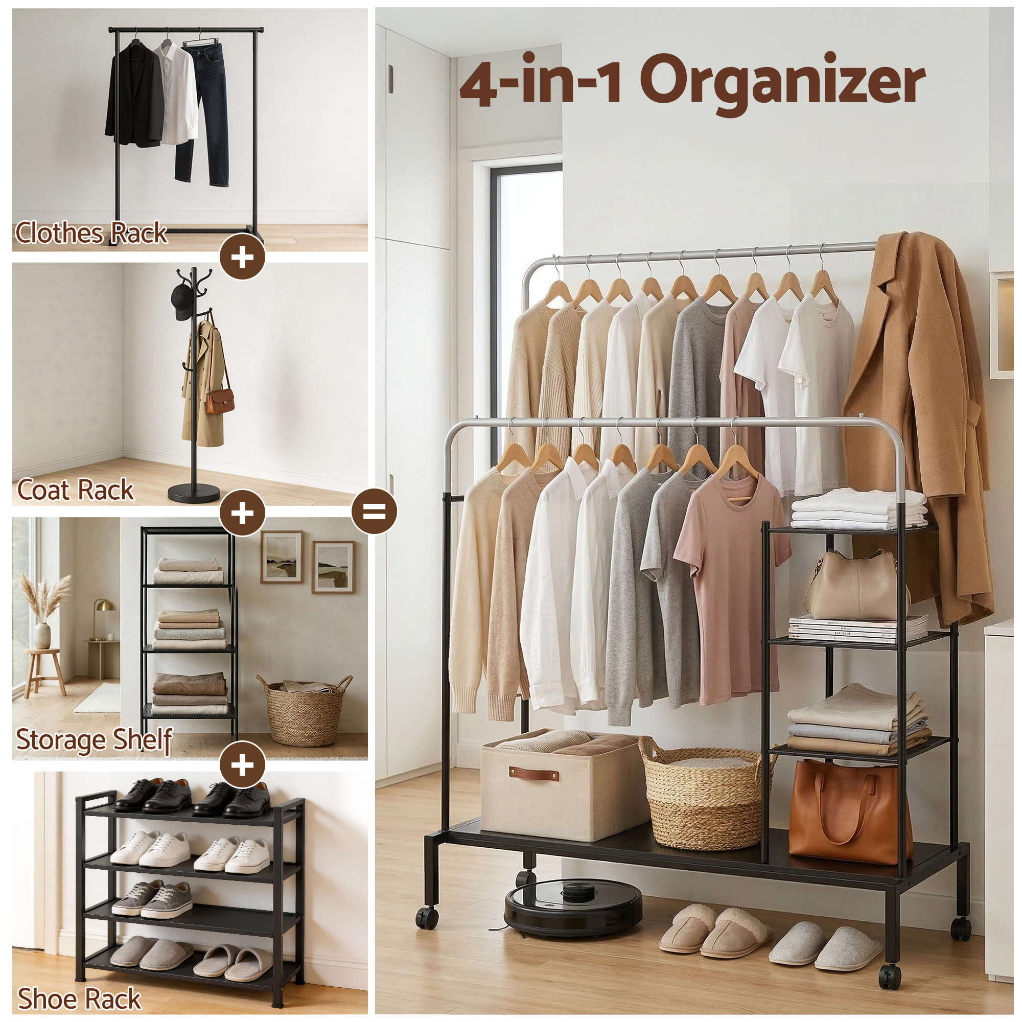 Artiss Double Rod Clothes Rack With Storage Shelf – Nice N Cheap Variety Store Double Rod Clothes Rack