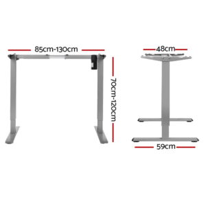 Artiss Electric Standing Desk Frame Only Height Adjustable 70Kg Load Grey - Image 2