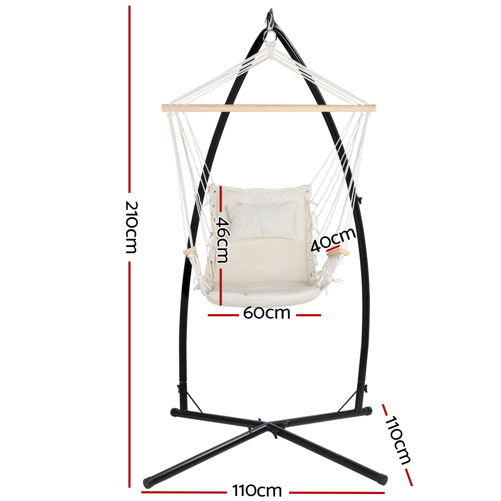 Gardeon Hammock Chair With Stand - Cream Outdoor – Nice N Cheap Variety Store Hammock Chair With Stand