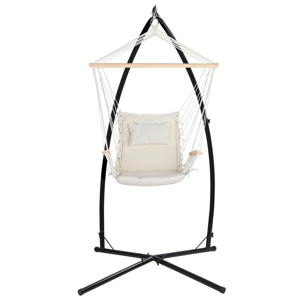 Gardeon Hammock Chair With Stand - Cream Outdoor – Nice N Cheap Variety Store Hammock Chair With Stand
