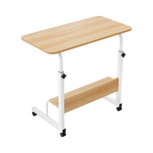 Artiss 80CM Portable Sit Stand Mobile Laptop Desk in oak and white