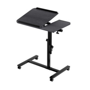 Artiss laptop desk table fan cooling black 60cm adjusted next to a modern armchair
