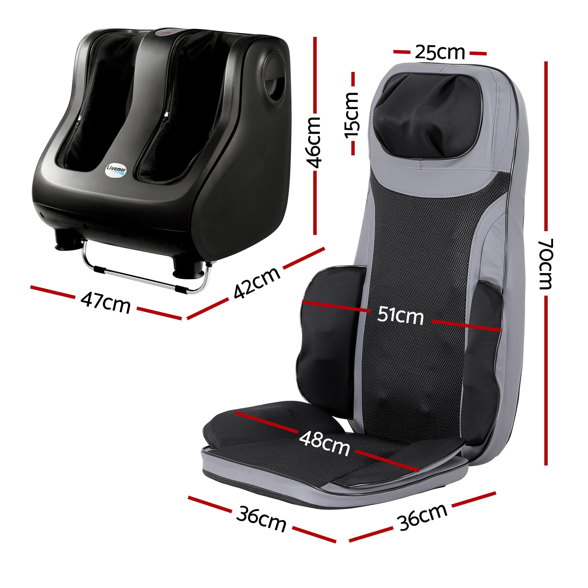 Livemor Full Back Massage Seat Cushion Heating With 360° Foot Massagers – Nice N Cheap Variety Store Livemor Full Back Massage Seat Cushion Heating With 360° Foot Massagers - Image 3