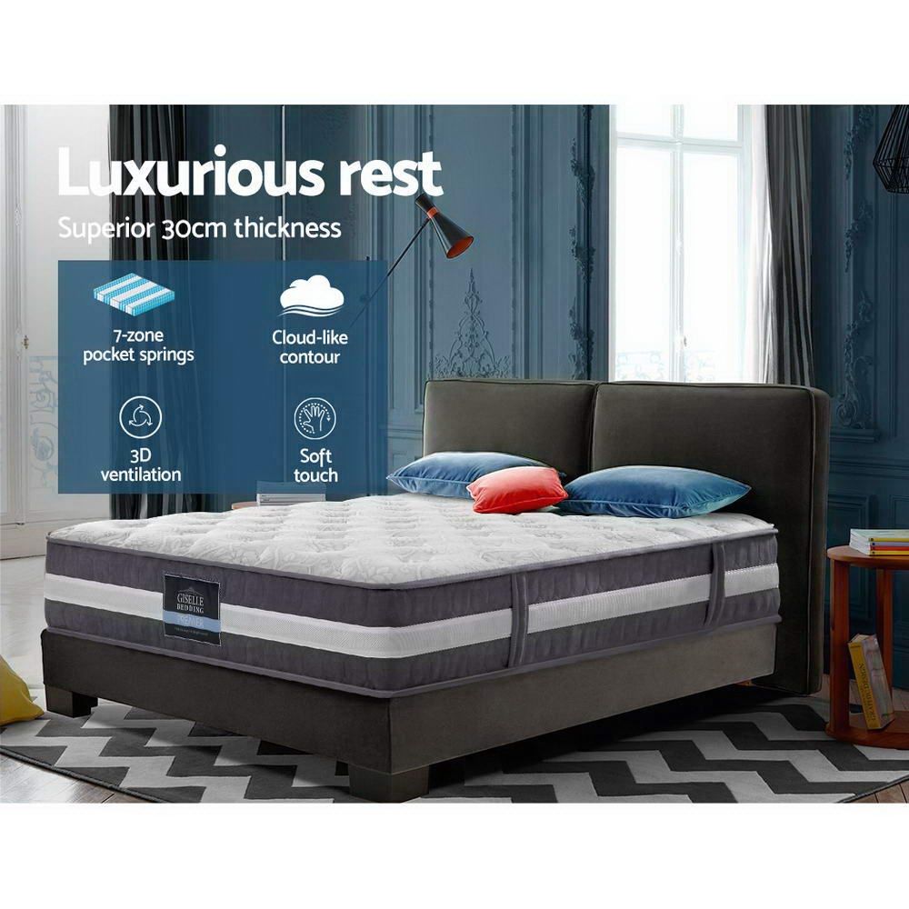 Giselle Bedding 30Cm Pocket Spring King Single Mattress – Nice N Cheap Variety Store King Single Mattress