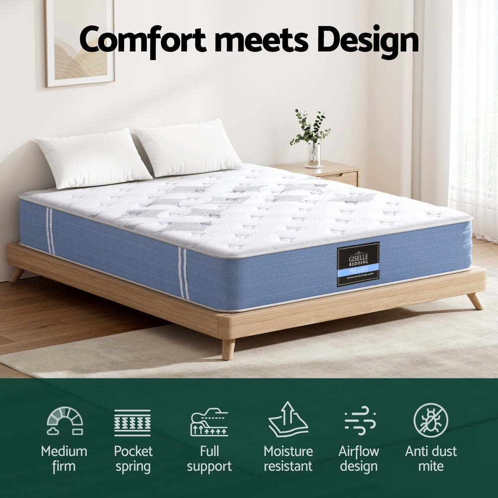 Giselle Double Bed Pocket Spring Mattress 25Cm – Nice N Cheap Variety Store Double Bed Pocket Spring Mattress