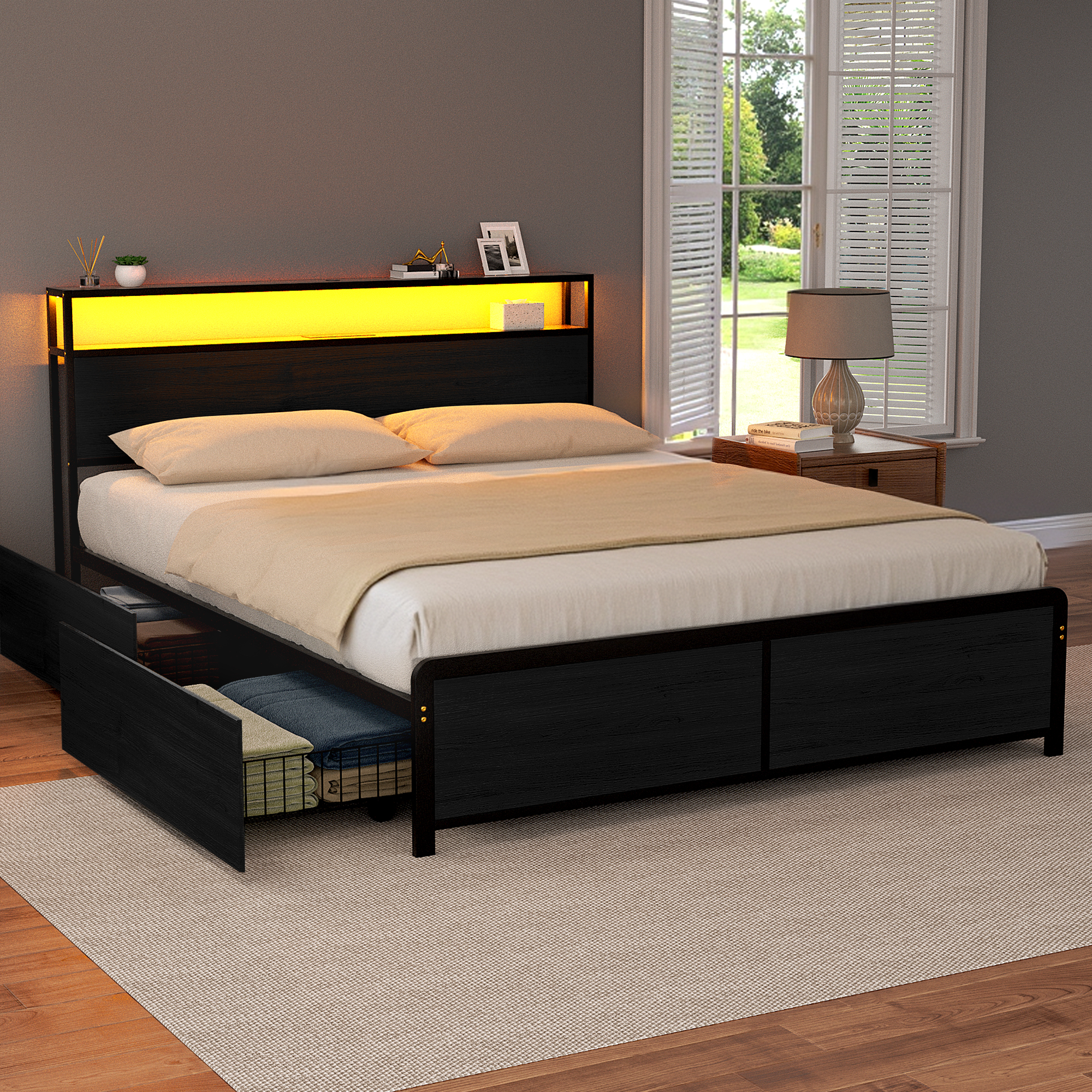Artiss Queen Bed Frame | Storage, Led &Amp; Charge Station – Nice N Cheap Variety Store Queen Bed Frame