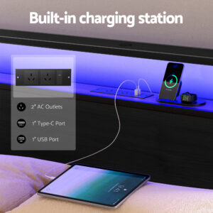 Artiss Queen Bed Frame | Storage, Led &Amp; Charge Station – Nice N Cheap Variety Store Queen Bed Frame