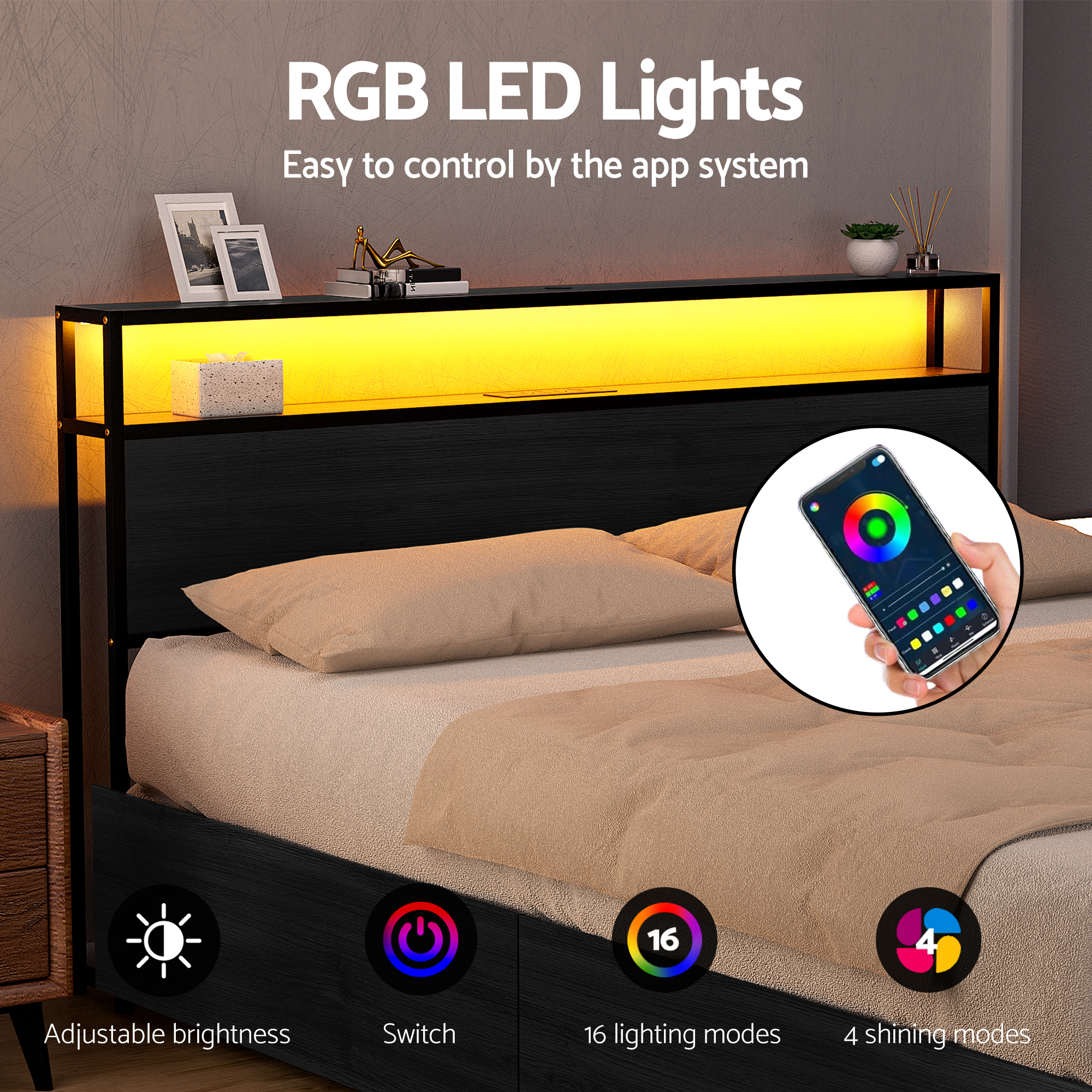 Artiss Queen Bed Frame | Storage, Led &Amp; Charge Station – Nice N Cheap Variety Store Queen Bed Frame