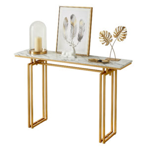 Artiss Marble Effect Console Table 110Cm White &Amp; Gold – Nice N Cheap Variety Store Marble Effect Console Table