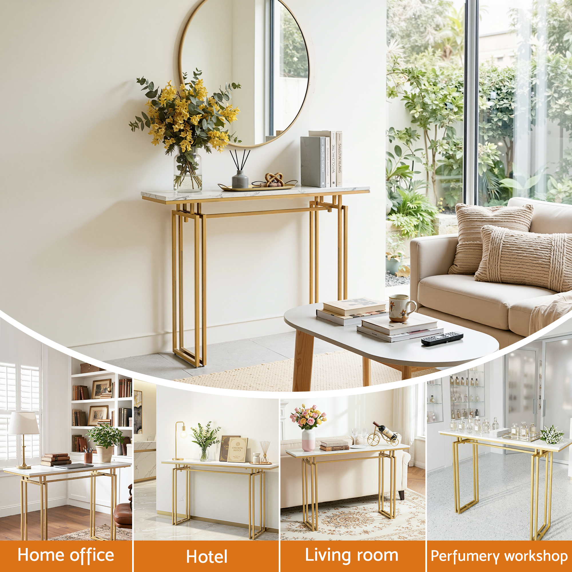 Artiss Marble Effect Console Table 110Cm White &Amp; Gold – Nice N Cheap Variety Store Marble Effect Console Table