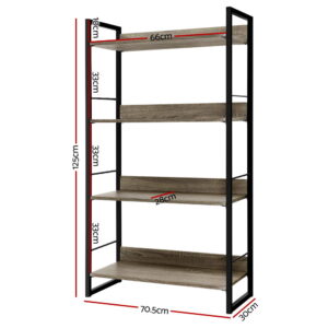 Artiss Bookshelf 4 Tiers - Noe Black And Oak - Image 4