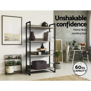 Artiss Bookshelf 4 Tiers - Noe Black And Oak - Image 7