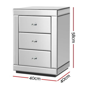 Artiss Mirrored Bedside Tables - Set Of 2, Silver – Nice N Cheap Variety Store Mirrored Bedside Tables