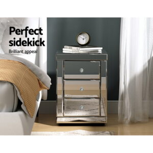 Artiss Mirrored Bedside Tables - Set Of 2, Silver – Nice N Cheap Variety Store Mirrored Bedside Tables
