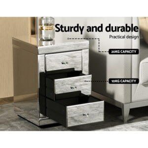 Artiss Mirrored Bedside Tables - Set Of 2, Silver – Nice N Cheap Variety Store Mirrored Bedside Tables