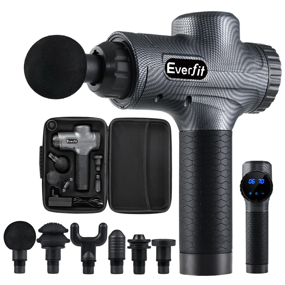 Everfit Massage Gun 30 Speed 6 Heads Vibration Muscle Massager Chargeable Grey – Nice N Cheap Variety Store Everfit Massage Gun 30 Speed 6 Heads Vibration Muscle Massager Chargeable Grey