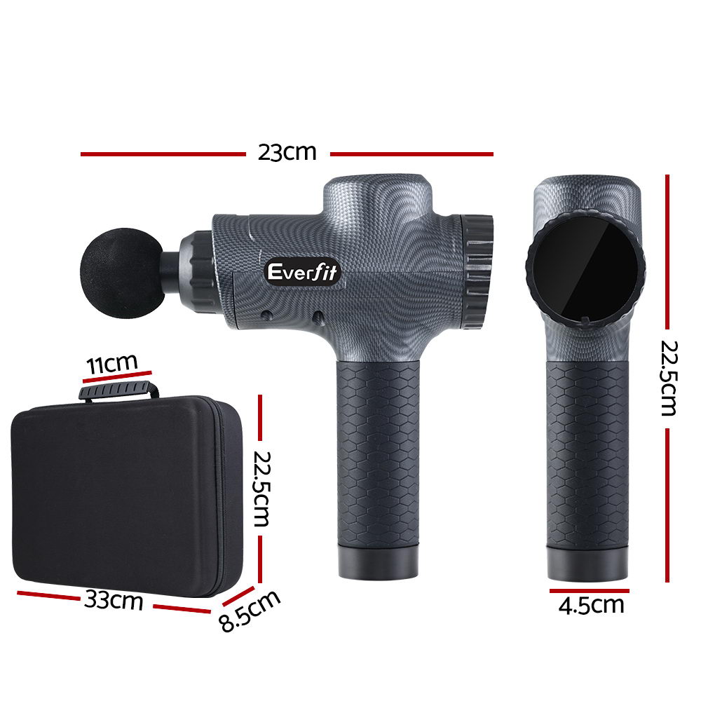 Everfit Massage Gun 30 Speed 6 Heads Vibration Muscle Massager Chargeable Grey – Nice N Cheap Variety Store Everfit Massage Gun 30 Speed 6 Heads Vibration Muscle Massager Chargeable Grey - Image 2