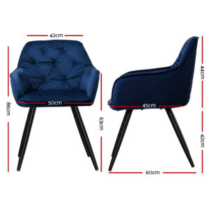Artiss Velvet Dining Chairs Set Of 2 - Blue – Nice N Cheap Variety Store Velvet Dining Chairs