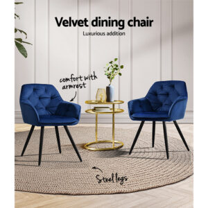 Artiss Velvet Dining Chairs Set Of 2 - Blue – Nice N Cheap Variety Store Velvet Dining Chairs