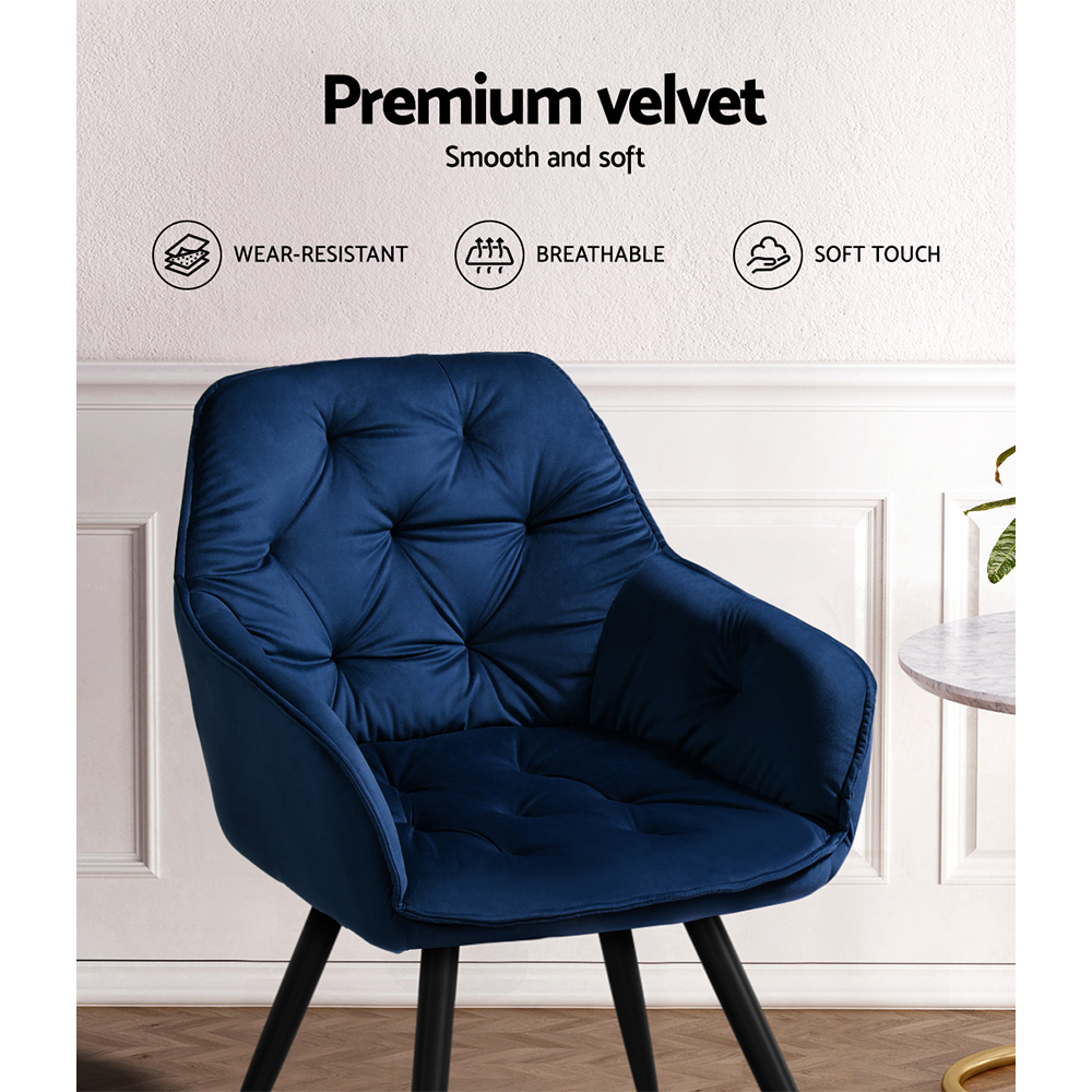 Artiss Velvet Dining Chairs Set Of 2 - Blue – Nice N Cheap Variety Store Velvet Dining Chairs
