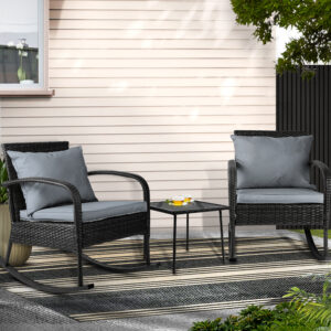 Wicker Rocking Bistro Set