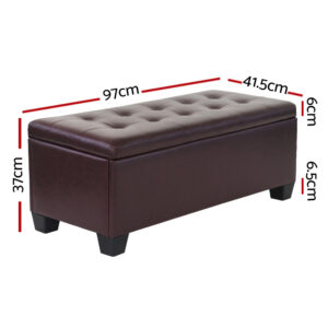 Artiss Storage Ottoman 97Cm | Brown Leather Blanket Box – Nice N Cheap Variety Store Storage Ottoman