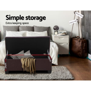 Artiss Storage Ottoman 97Cm | Brown Leather Blanket Box – Nice N Cheap Variety Store Storage Ottoman