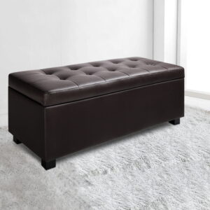 Artiss Storage Ottoman 97Cm | Brown Leather Blanket Box – Nice N Cheap Variety Store Storage Ottoman