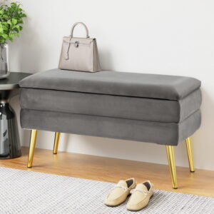 Velvet Storage Ottoman