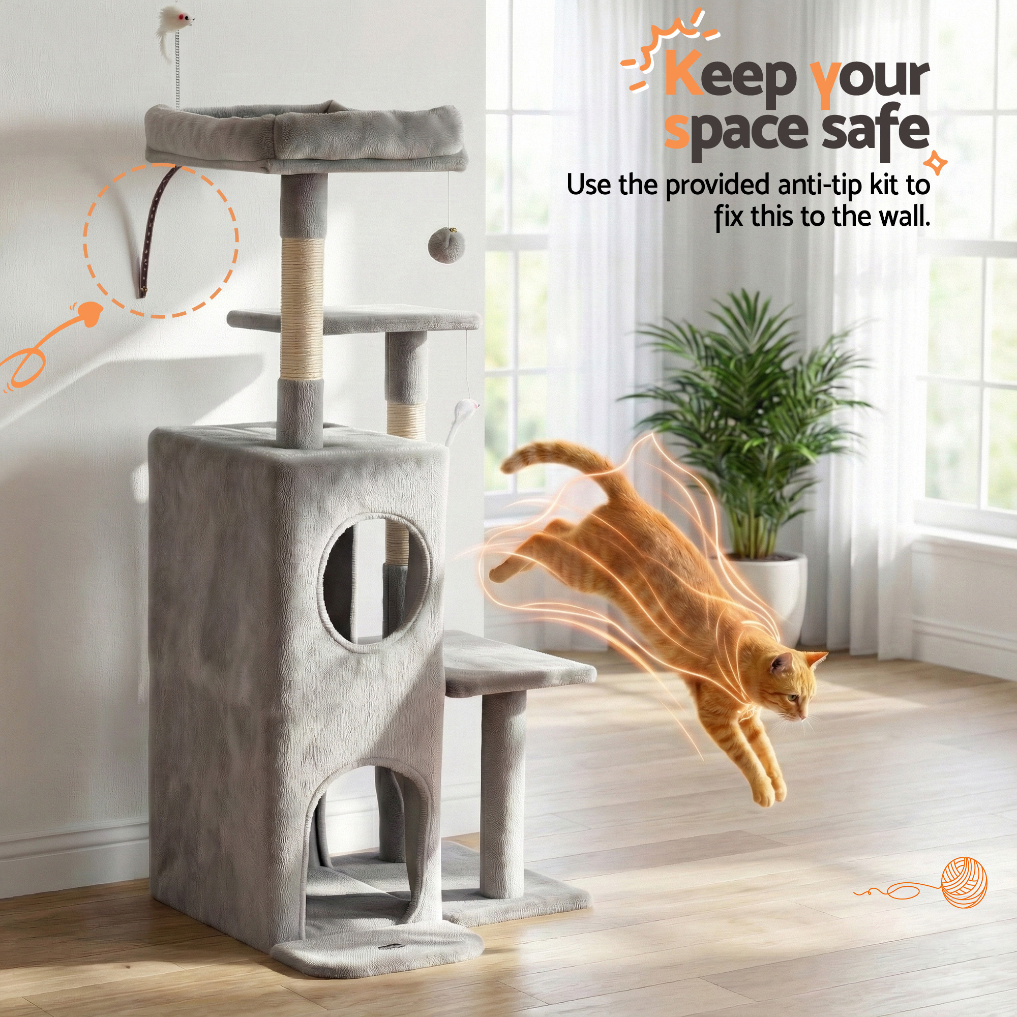 I.pet Cat Tree Tower 127Cm Scratching Post Furniture Scratcher House Light Grey – Nice N Cheap Variety Store I.pet Cat Tree Tower 127Cm Scratching Post Furniture Scratcher House Light Grey - Image 6