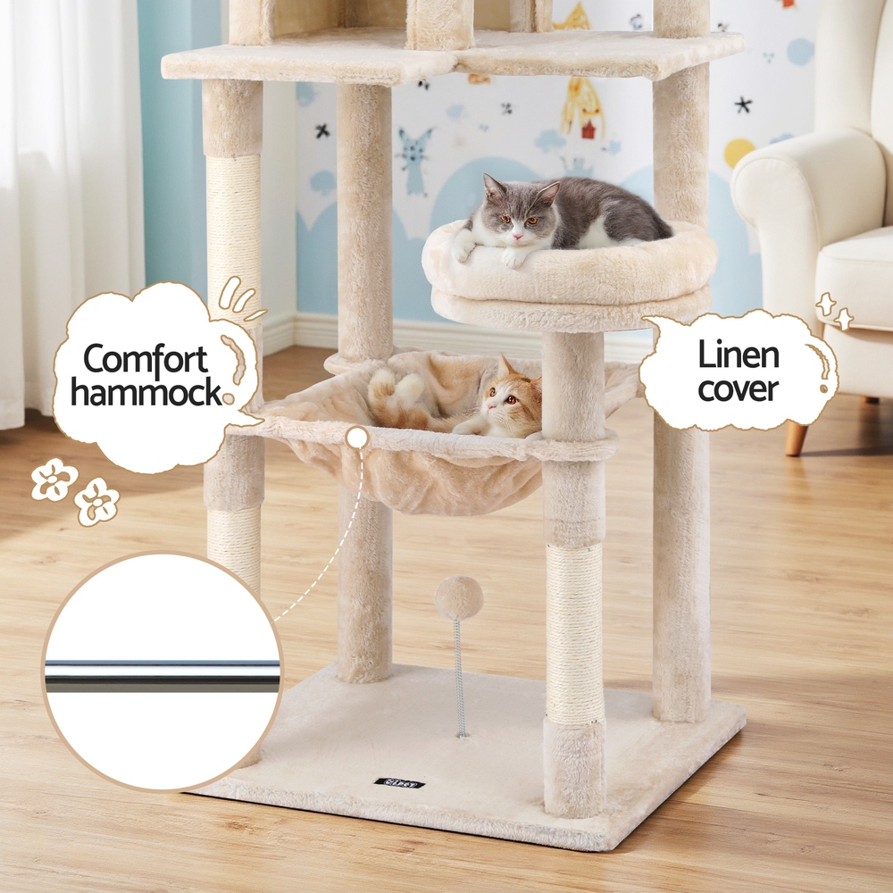 I.pet 143Cm Cat Tree Tower &Amp; Scratcher - Beige – Nice N Cheap Variety Store Cat Tree 143Cm
