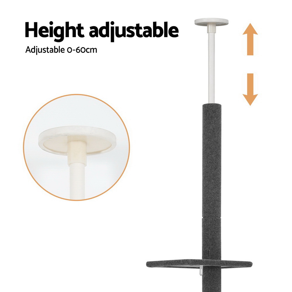 I.pet Cat Tree 290Cm Tower Scratching Post Scratcher Floor To Ceiling Cats Bed Grey – Nice N Cheap Variety Store I.pet Cat Tree 290Cm Tower Scratching Post Scratcher Floor To Ceiling Cats Bed Grey - Image 5