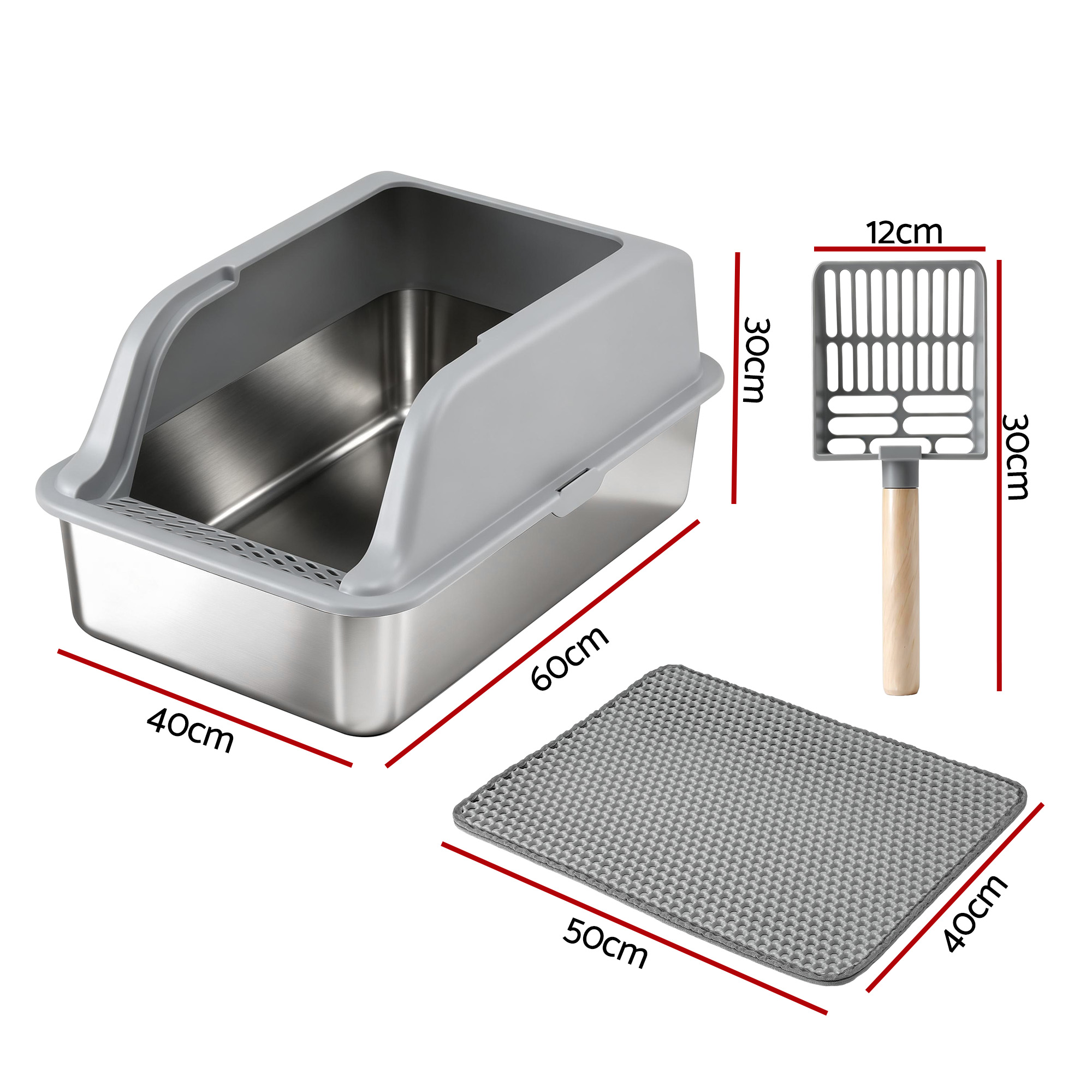 I.pet Stainless Steel Cat Litter Box | Large Grey – Nice N Cheap Variety Store Stainless Steel Cat Litter Box