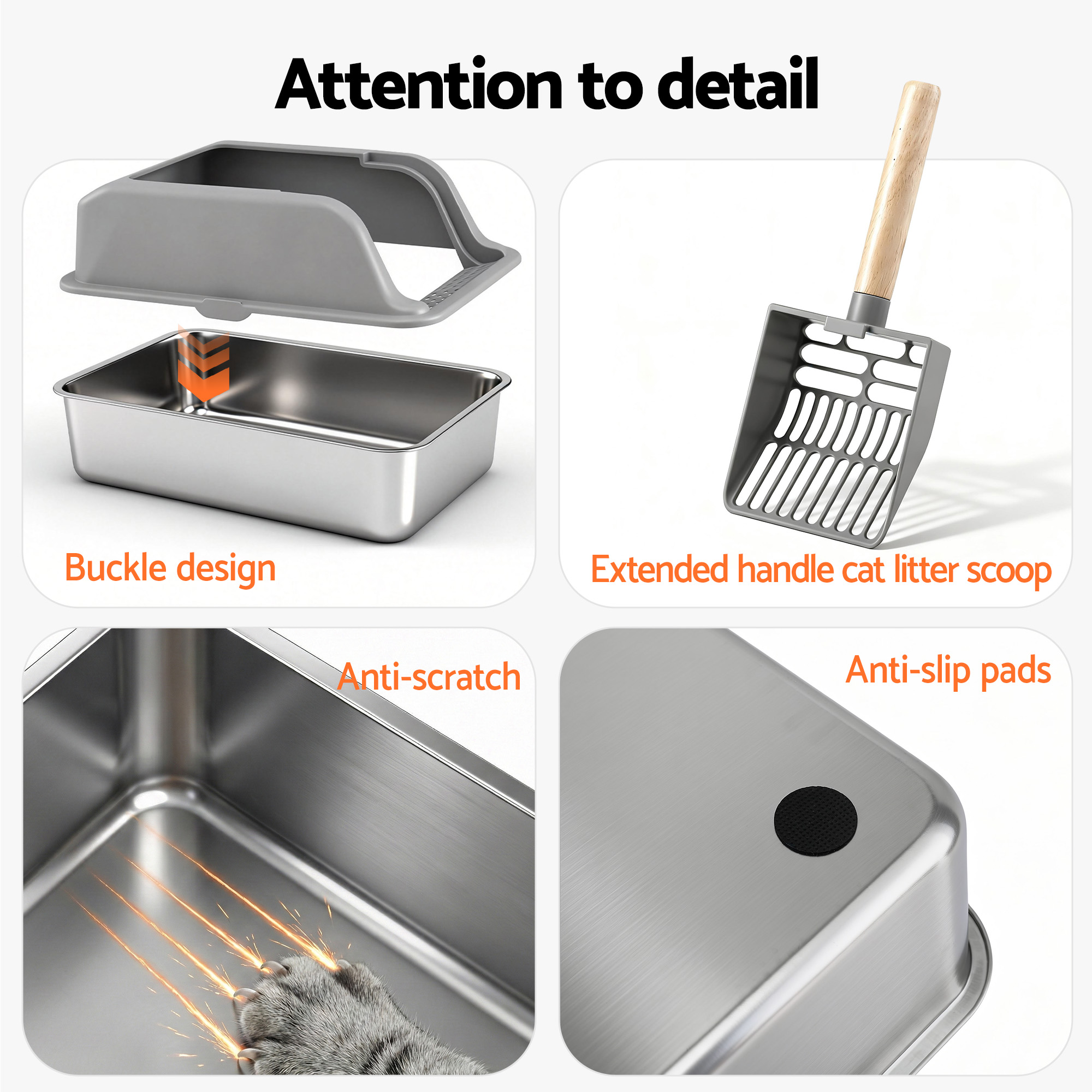 I.pet Stainless Steel Cat Litter Box | Large Grey – Nice N Cheap Variety Store Stainless Steel Cat Litter Box