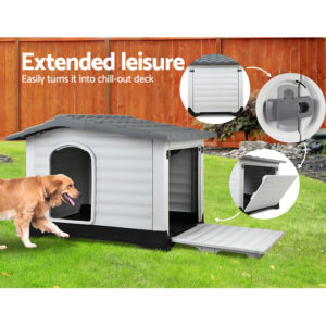 I.pet Dog Kennel House Extra Large Outdoor Plastic Puppy Pet Cabin Shelter Xl Grey - Image 5