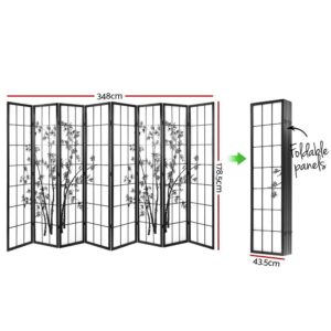 Artiss 8 Panel Bamboo Room Divider Screen Black White – Nice N Cheap Variety Store 8 Panel Room Divider