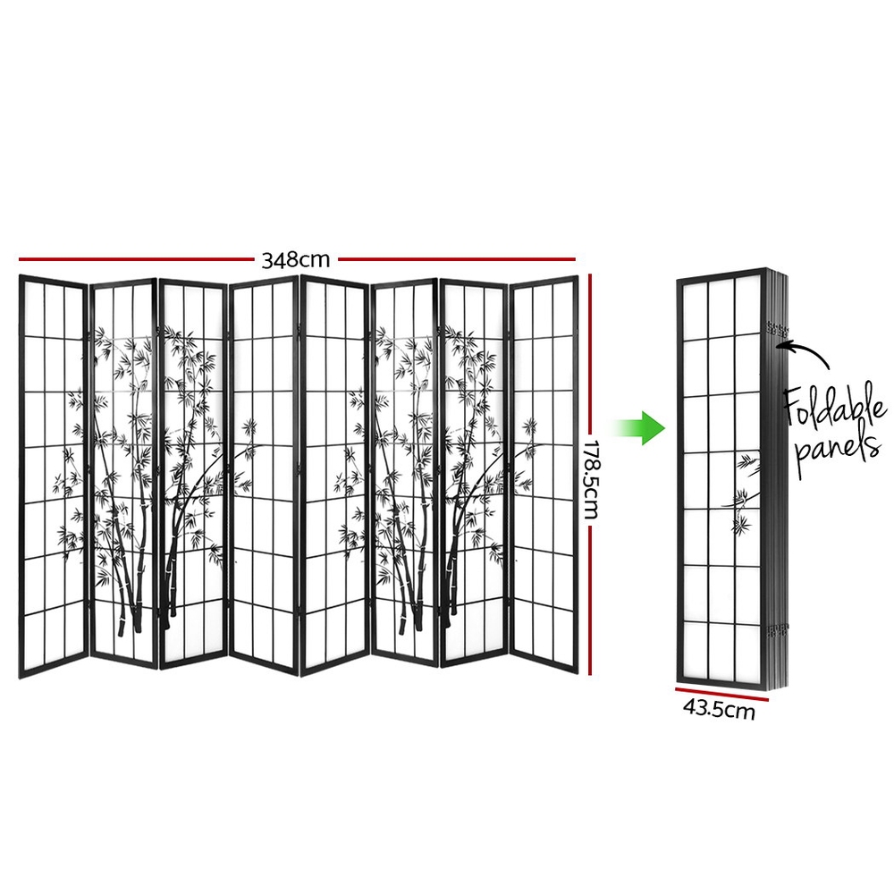 Artiss 8 Panel Bamboo Room Divider Screen Black White – Nice N Cheap Variety Store 8 Panel Room Divider
