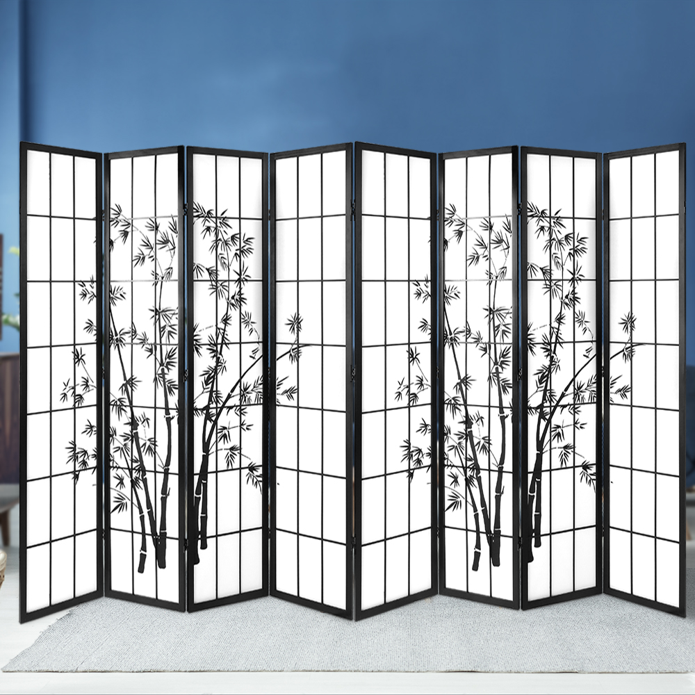 Artiss 8 Panel Bamboo Room Divider Screen Black White – Nice N Cheap Variety Store 8 Panel Room Divider