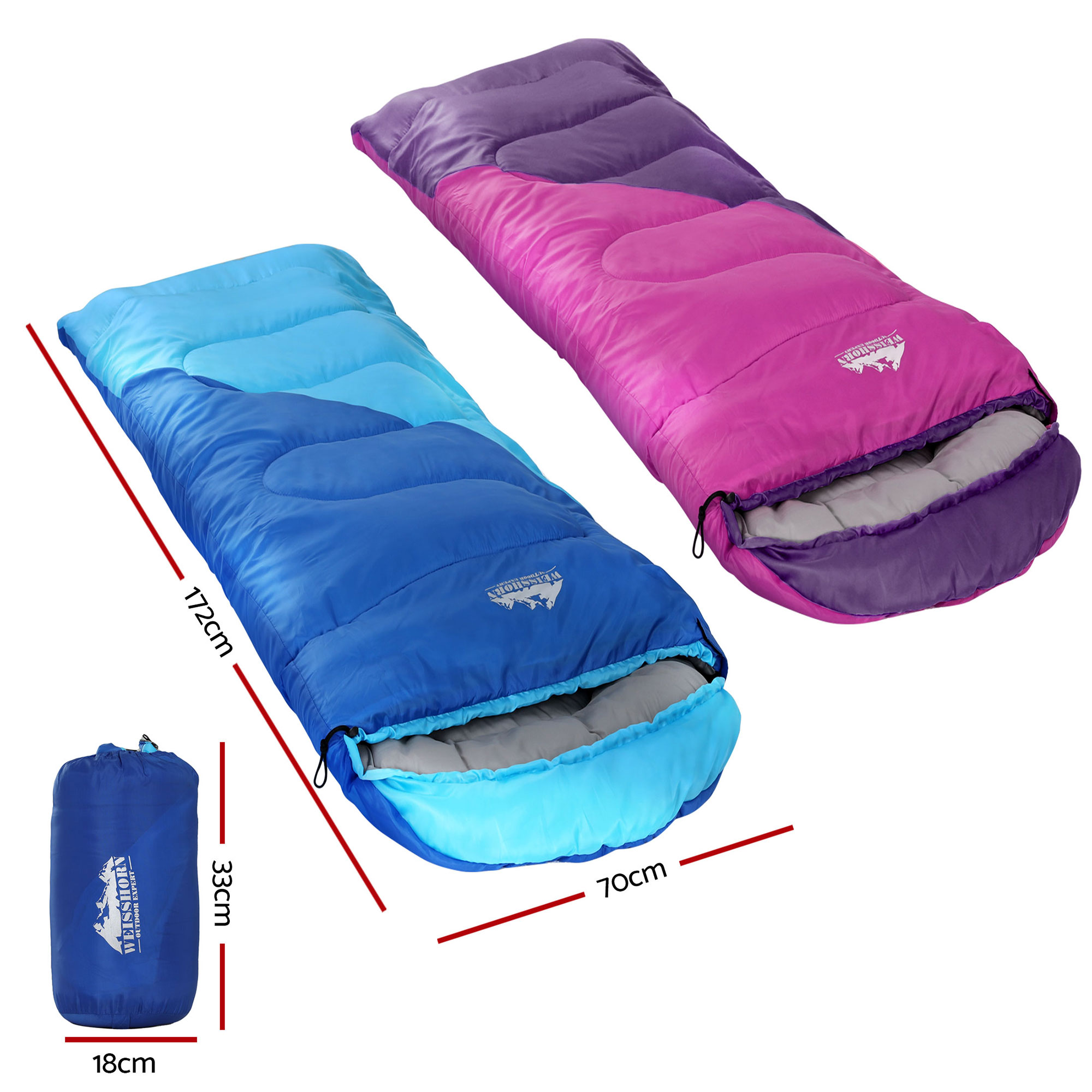 Weisshorn Sleeping Bag Set Of 2 Kids Single 172Cm Thermal Camping Hiking – Nice N Cheap Variety Store Weisshorn Sleeping Bag Set Of 2 Kids Single 172Cm Thermal Camping Hiking - Image 2